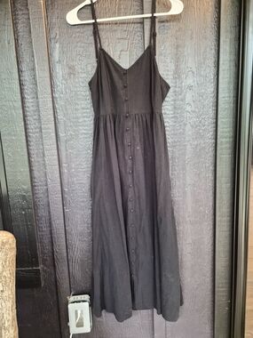 Universal Thread Black Button-Front Spaghetti Strap Maxi Dress